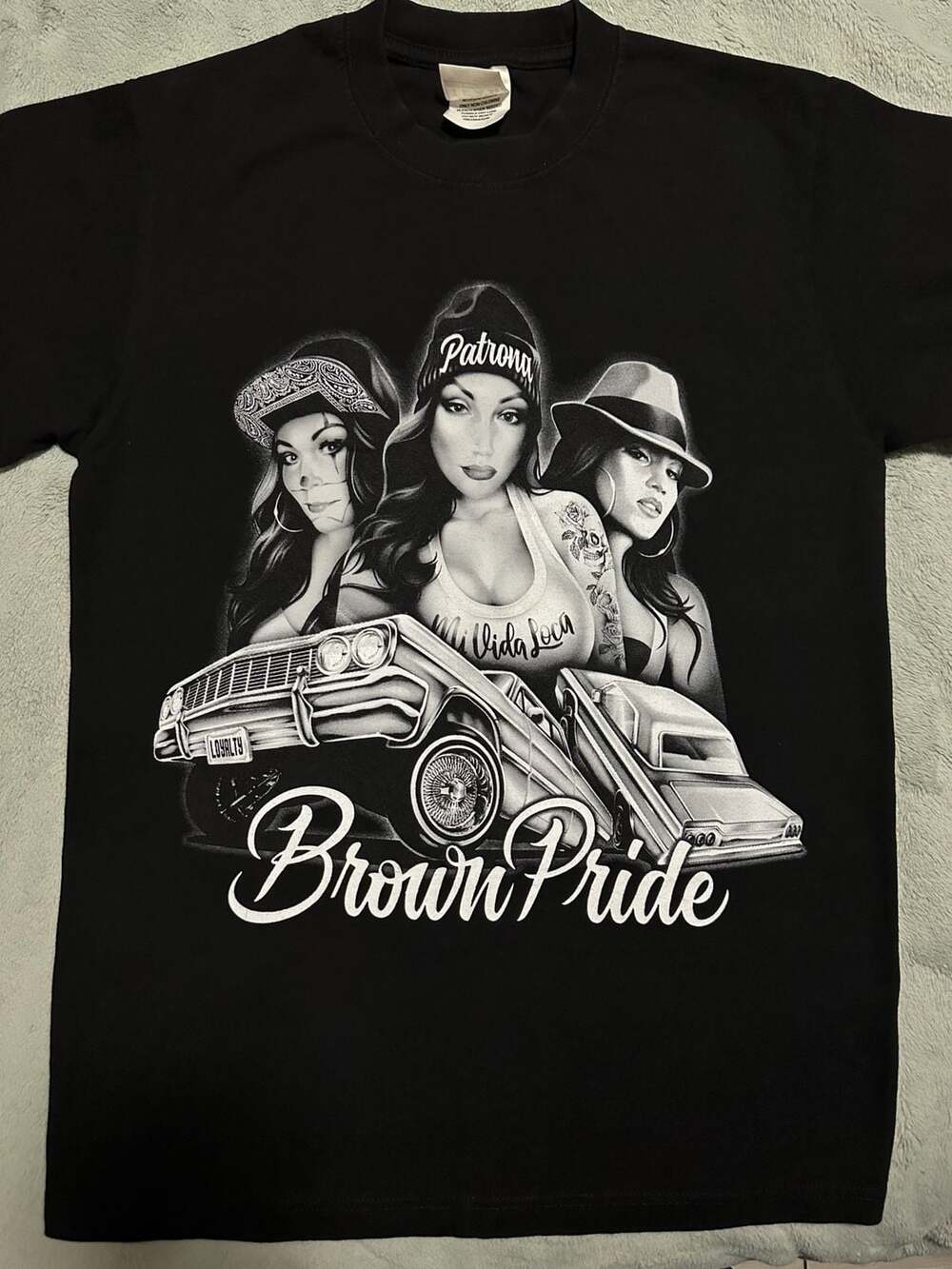 Brown Pride Chicana Lowrider Graphic T-Shirt Medium